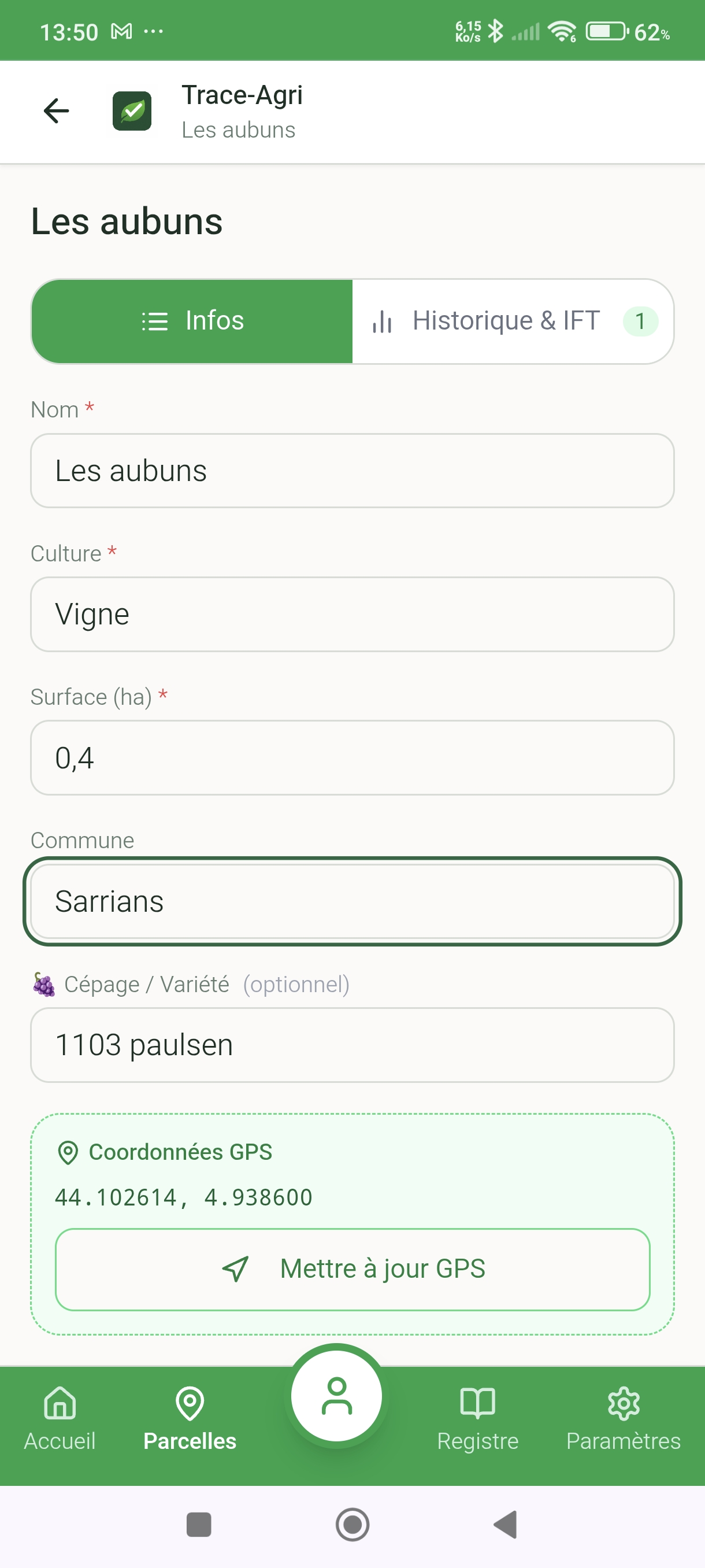 Gestion parcellaire intuitive